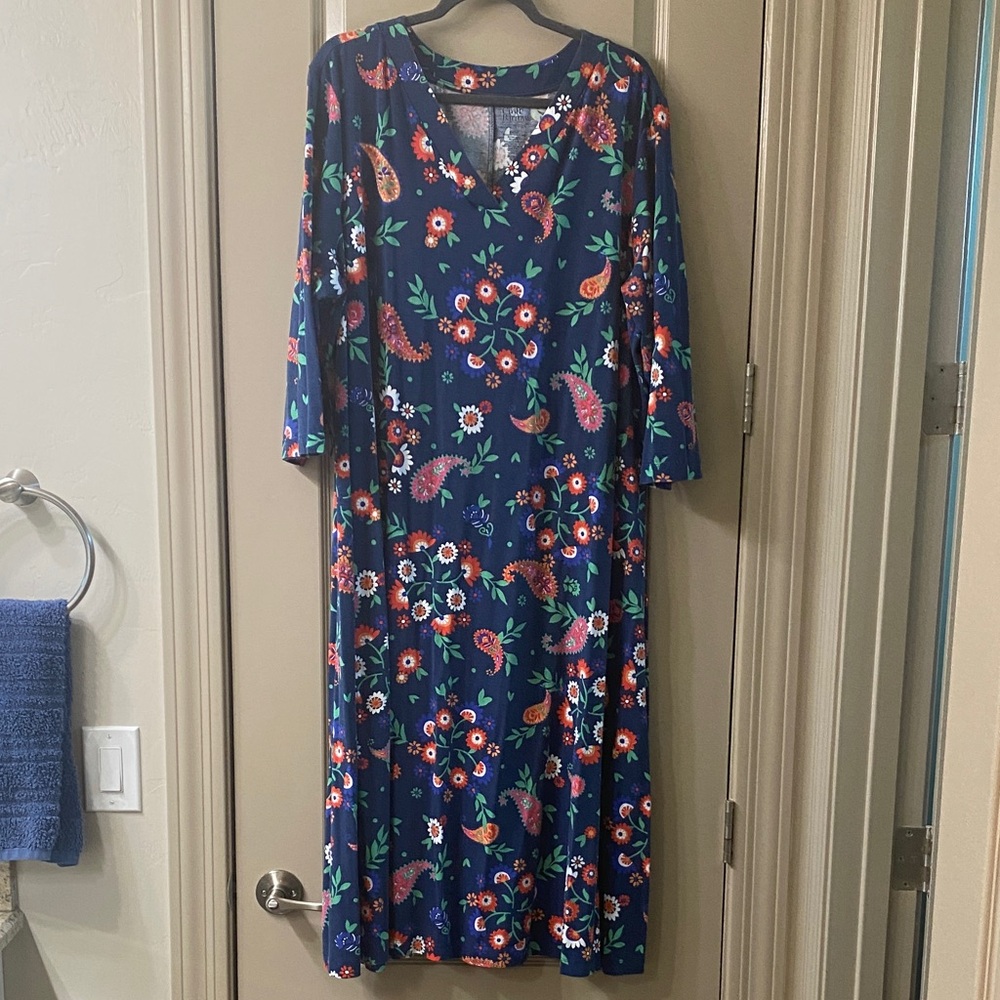 Croft & Barrow Navy Floral Long Sleeve Dress
